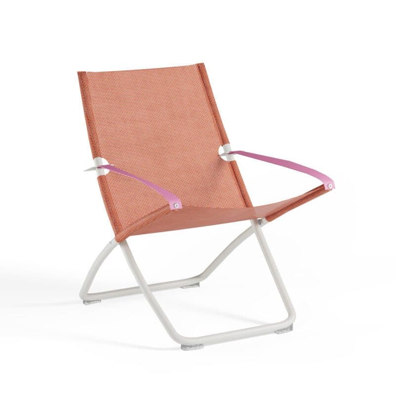 Emu "Snooze" Liegestuhl, Gestell Stahl weiß, Liegefläche Textilgewebe Emu-tex granatapfel