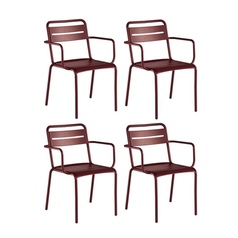 Emu "Star" Stapelstuhl, Gestell und Sitzfläche Stahl rot, 4er-Set