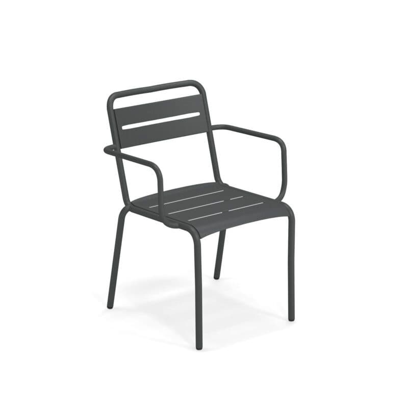 Emu "Star" Stapelstuhl, Gestell und Sitzfläche Stahl eisen antik