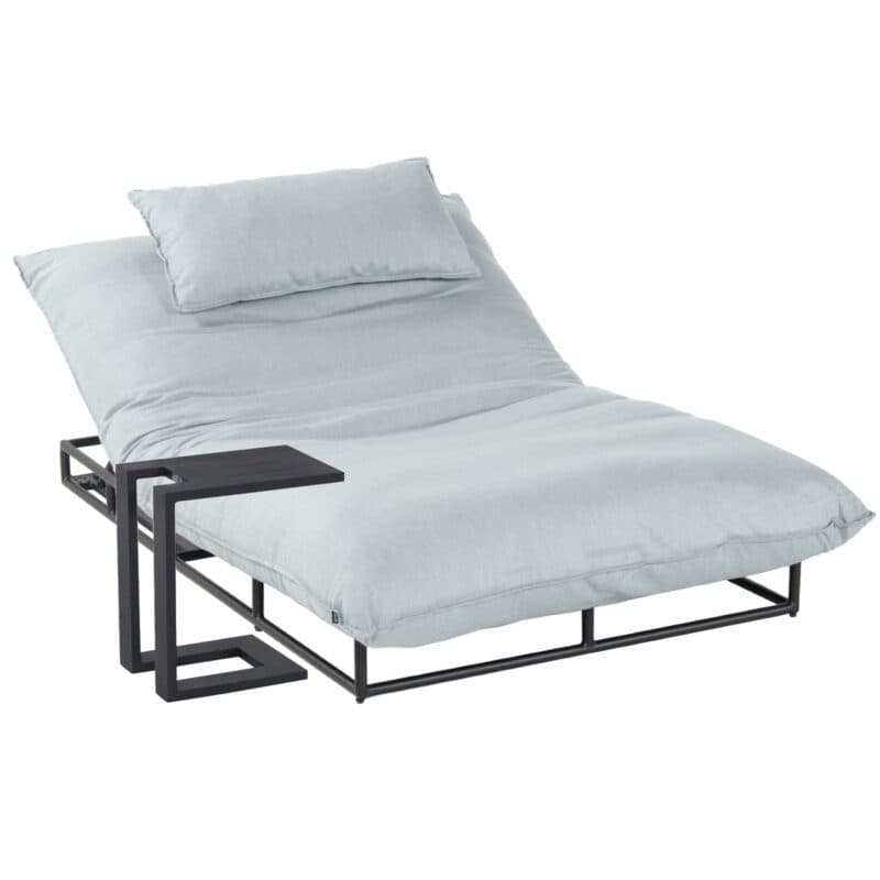 Hartman "Emma" Daybed, Gestell Aluminium schwarz, Sunbrella Sky Blue mit Beistelltisch "Tim"