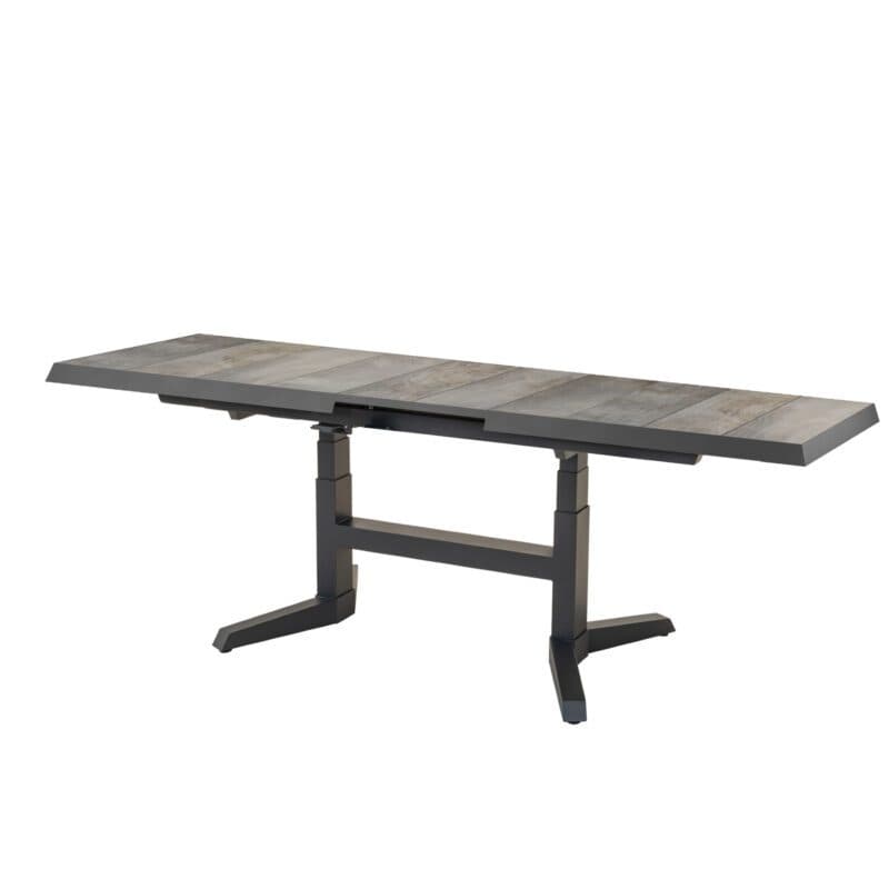 Lesli Living "Castilla" Loungetisch 143/183x88 cm, ausziehbar & höhenverstellbar, Alu anthrazit, Tischplatte Keramik Washed grey