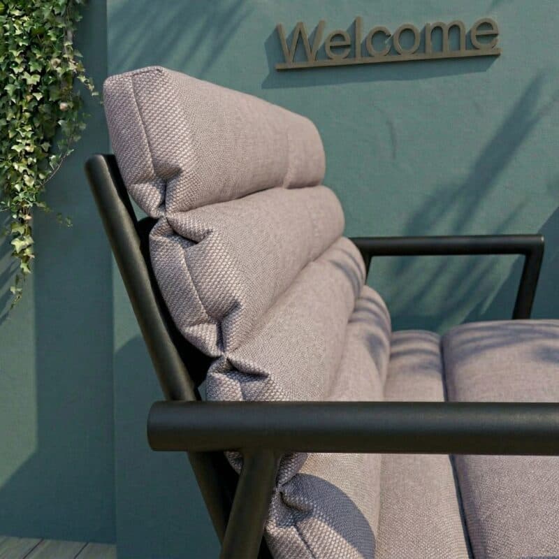 Lesli Living "Harper Stone" Loungeset, Aluminium anthrazit matt, Bezug hellgrau meliert (Bild KI-generiert)