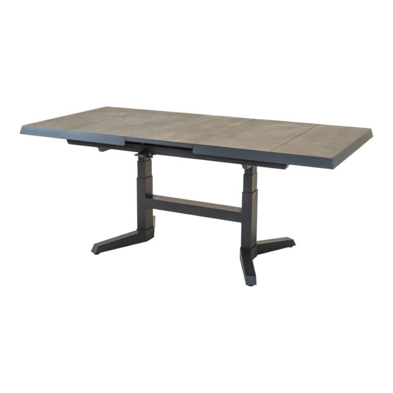 Lesli Living "Murcia" Loungetisch 143/183x88 cm, ausziehbar & höhenverstellbar, Alu anthrazit, Tischplatte Keramik stone