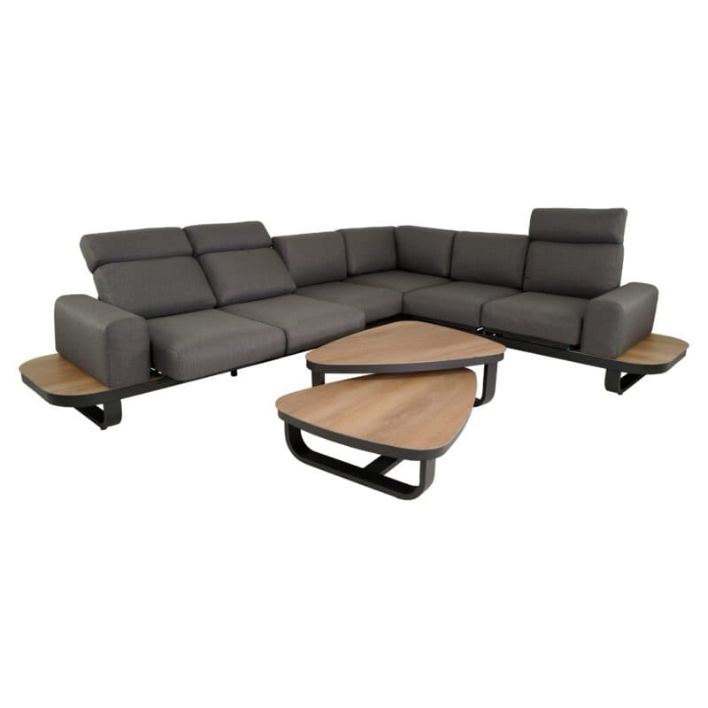 Lesli Living "Zanzibar" Loungeset, Gestell Aluminium anthrazit matt, Kissen Olefin, Ablagen und Tischplatten SPC