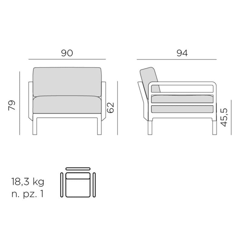 NARDI "Maximo" Loungesessel - Maßangaben