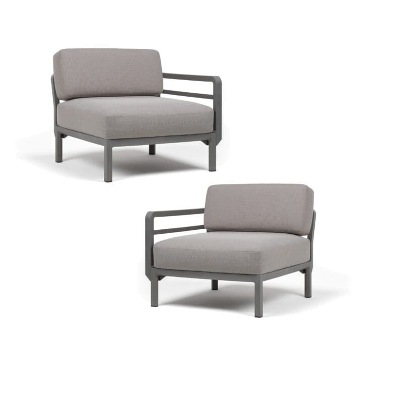 NARDI "Maximo" Lounge-Mittelteile plus zwei Armlehnen, Kunststoff basalto, Kissen Sunbrella® lava