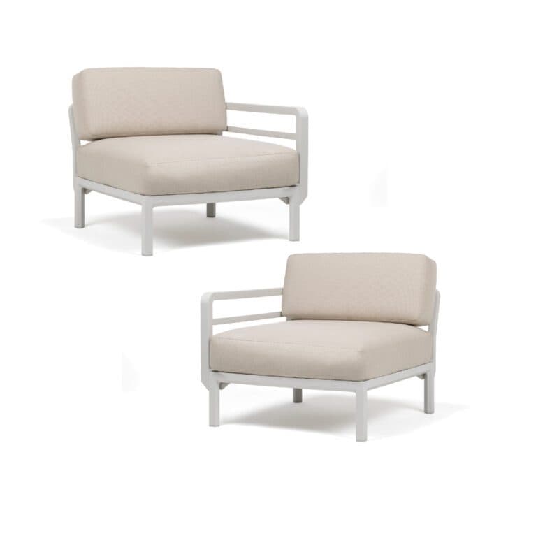 NARDI "Maximo" Lounge-Mittelteile plus zwei Armlehnen, Kunststoff gesso, Kissen Sunbrella® perla