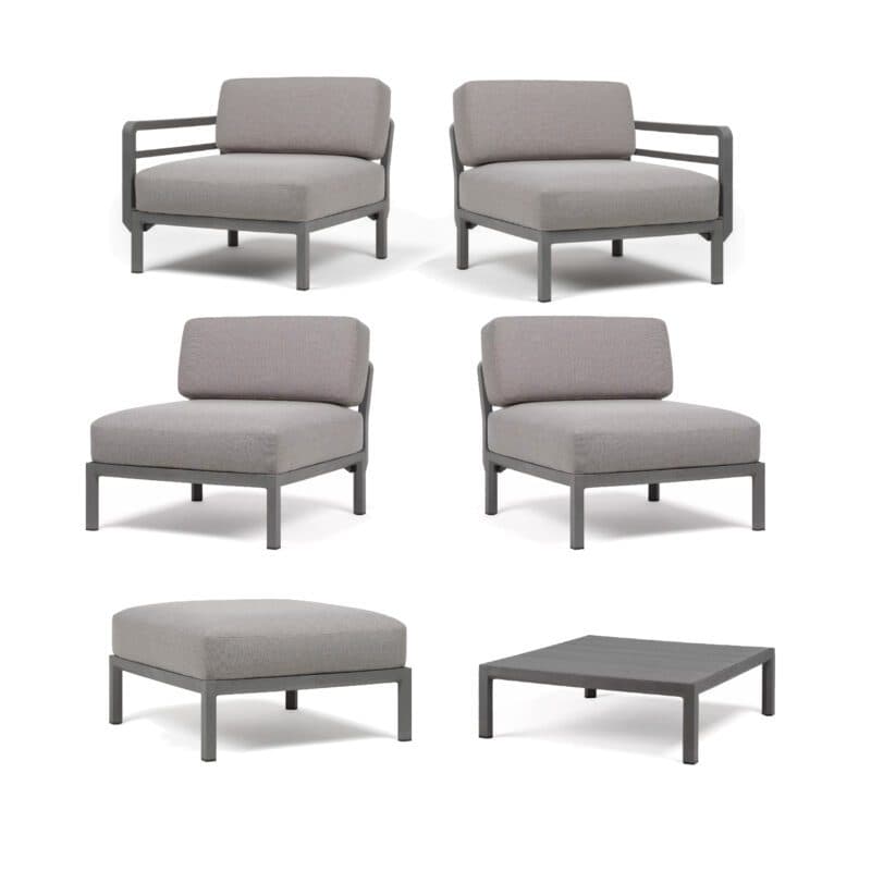 NARDI "Maximo" Loungeset, Kunststoff basalto, Kissen Sunbrella® lava