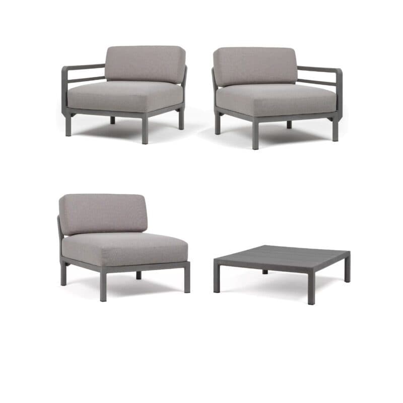 NARDI "Maximo" Loungemodule, Kunststoff basalto, Kissen Sunbrella® lava