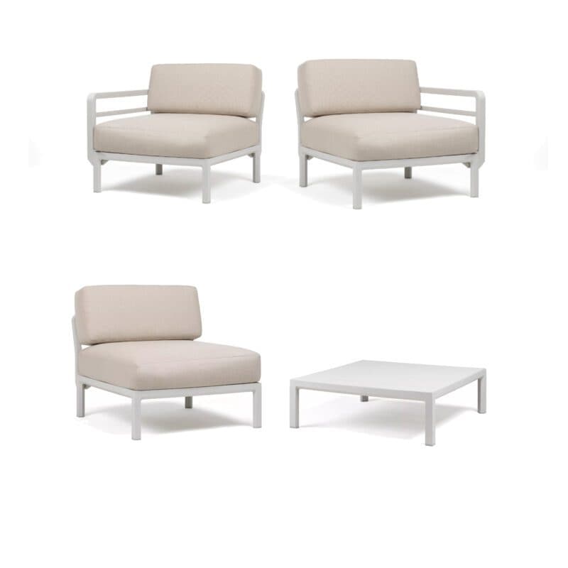 NARDI "Maximo" Loungemodule, Kunststoff gesso, Kissen Sunbrella® perla