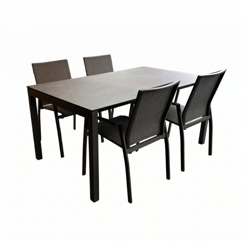SIT Mobilia Gartenmöbel-Set mit Ausziehtisch "Etna" 160/220x95 cm und Stapelsessel "Limbo", Aluminium anthrazit