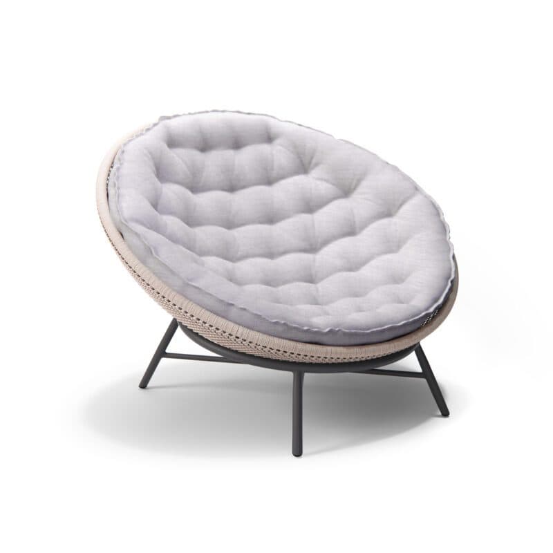 SIT Mobilia "Maia" Loungesessel, Gestell Stahl anthrazit, Sitz Rope sibirian grey, Polster light grey