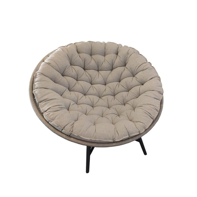 SIT Mobilia "Maia" Loungesessel, Gestell Stahl anthrazit, Sitz Rope sibirian grey, Polster light grey