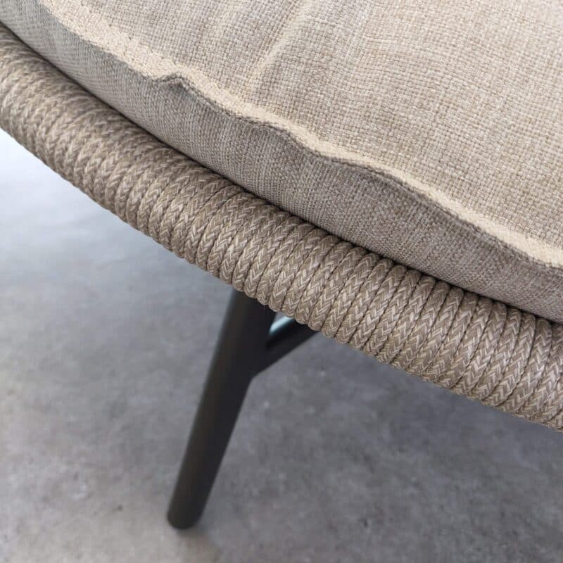 SIT Mobilia "Maia" Loungesessel, Gestell Stahl anthrazit, Sitz Rope sibirian grey, Polster light grey