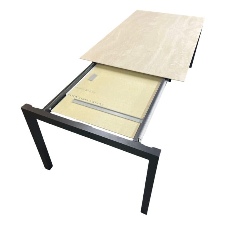 SIT Mobilia "Pico" Ausziehtisch, Gestell Aluminium anthrazit, Tischplatte Keramik travertin, mehrteilig, 160/220x95 cm