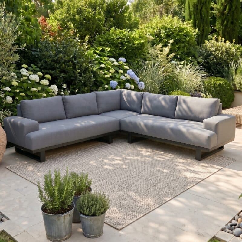 Hartman Maurice Dining-Loungeset, Gestell Aluminium Carbon Black Flame, Bezug Sunbrella® Mid Grey