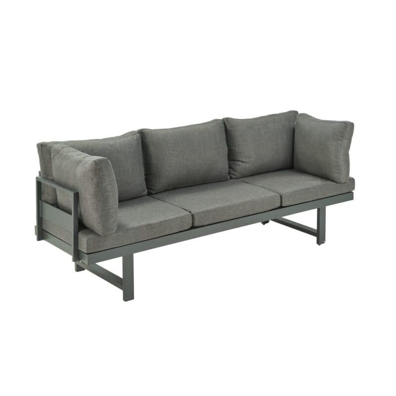 Liadomo "Callipo" Multifunkionsliege 216x60x35 cm, Alu anthrazit, Bezug Olefin grau, zwei Seitenlehnen