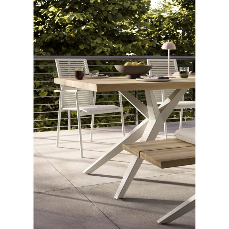 Musterring Gartentisch "Dänemark" Edelstahl ivory mit Gartenstuhl "Kopenhagen" Aluminium ivory, Textilen taupe, Rope taupe