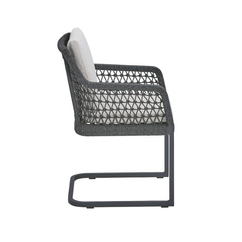 CASA DOMA "Casoli" Freischwinger, Gestell Aluminium anthrazit, Sitz- und Rückenfläche Rope fossil, Sitzkissen Olefin beige