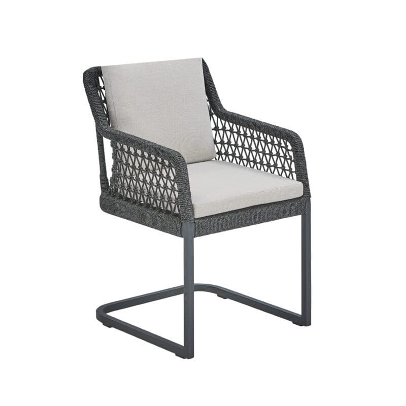 CASA DOMA "Casoli" Freischwinger, Gestell Aluminium anthrazit, Sitz- und Rückenfläche Rope fossil, Sitzkissen Olefin beige