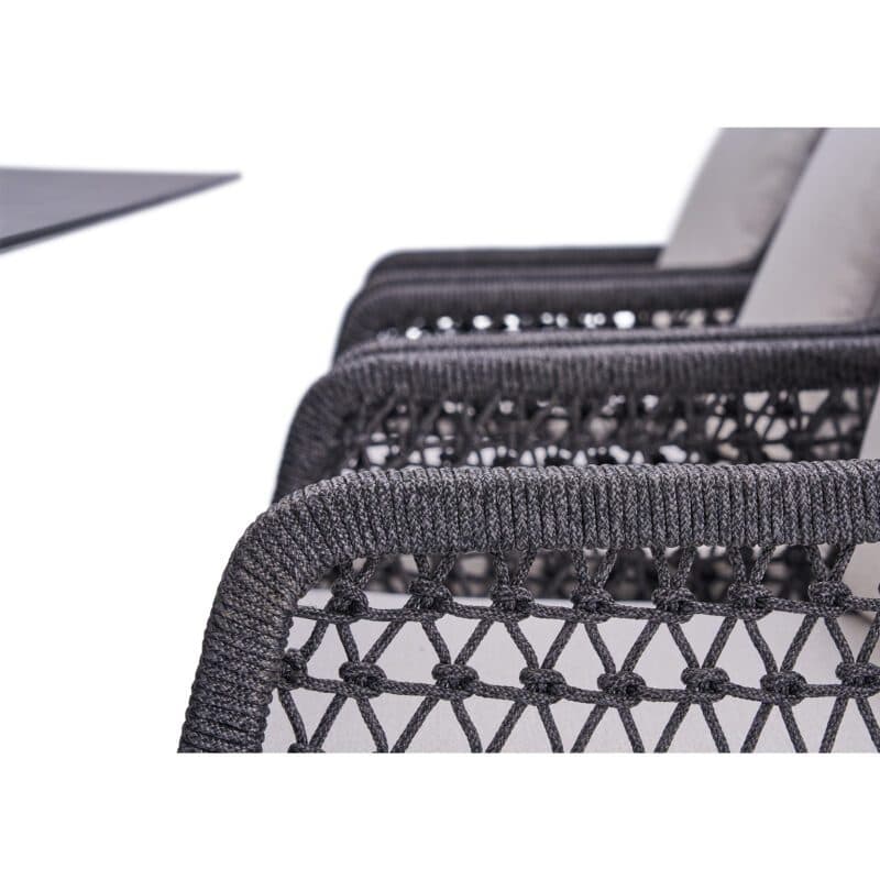 CASA DOMA "Casoli" Freischwinger, Gestell Aluminium anthrazit, Sitz- und Rückenfläche Rope fossil, Sitzkissen Olefin beige mit "Alcamo" Gartentisch, Tischplatte HPL anthrazit, 210x100 cm