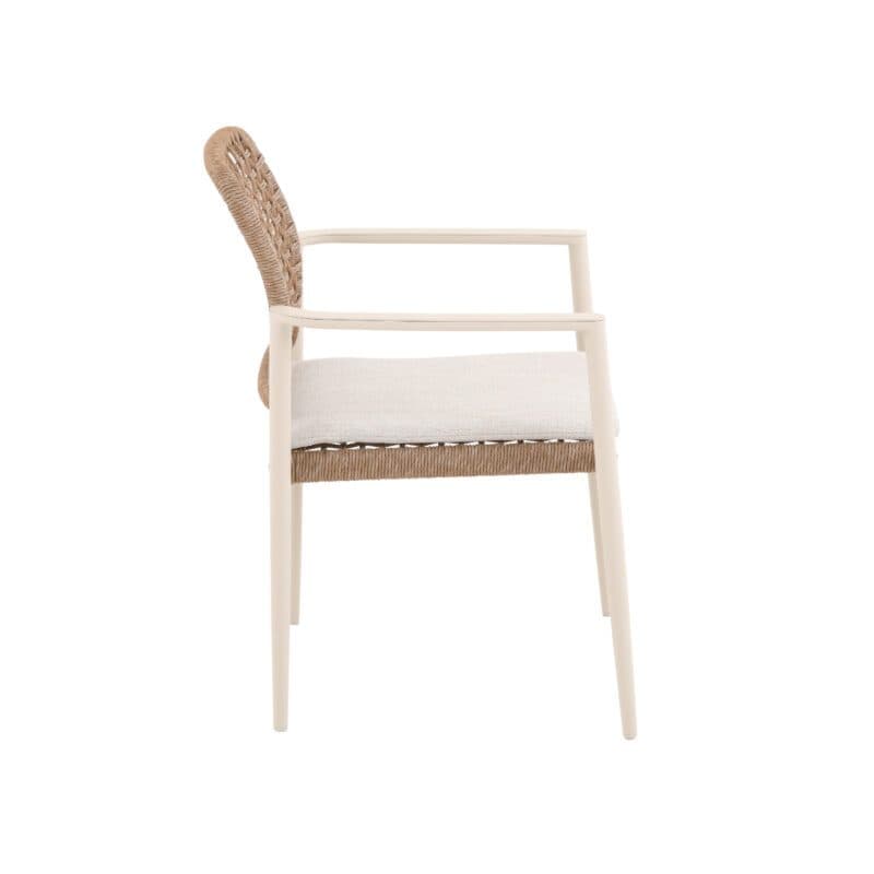 CASA DOMA "Lavello" Stapelstuhl, Gestell Aluminium cream, Polyrattan naturfarben, Kissen beige