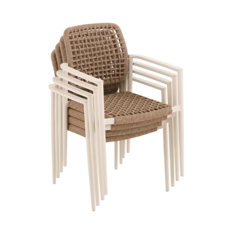 CASA DOMA "Lavello" Stapelstuhl, Gestell Aluminium cream, Polyrattan naturfarben