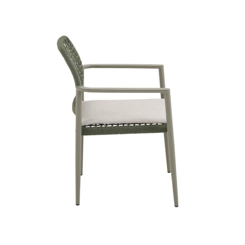 CASA DOMA "Lavello" Stapelstuhl, Gestell Aluminium moosgrün, Polyrattan grün, Kissen beige