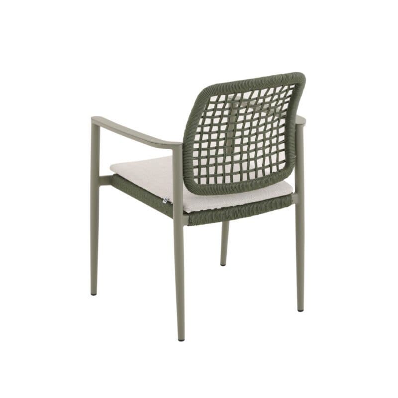 CASA DOMA "Lavello" Stapelstuhl, Gestell Aluminium moosgrün, Polyrattan grün, Kissen beige