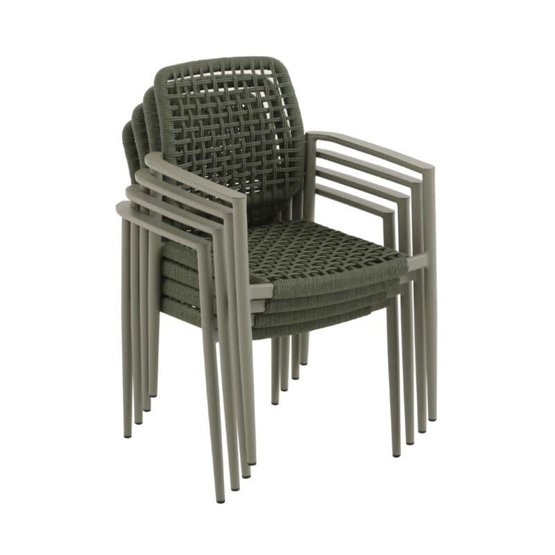 CASA DOMA "Lavello" Stapelstuhl, Gestell Aluminium moosgrün, Polyrattan grün