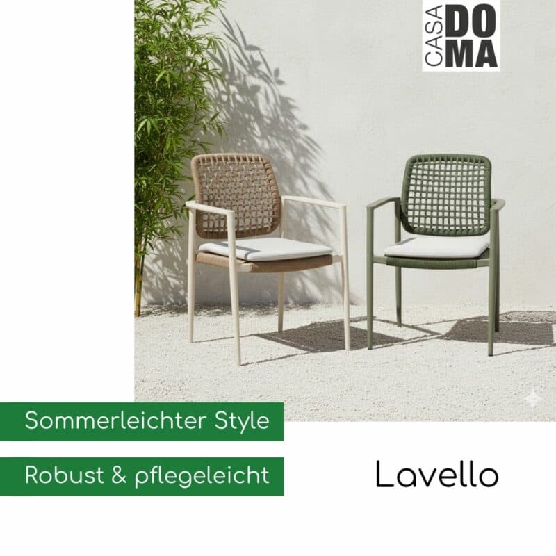 CASA DOMA "Lavello" Stapelstuhl cream & moosgrün (Bild KI-generiert)