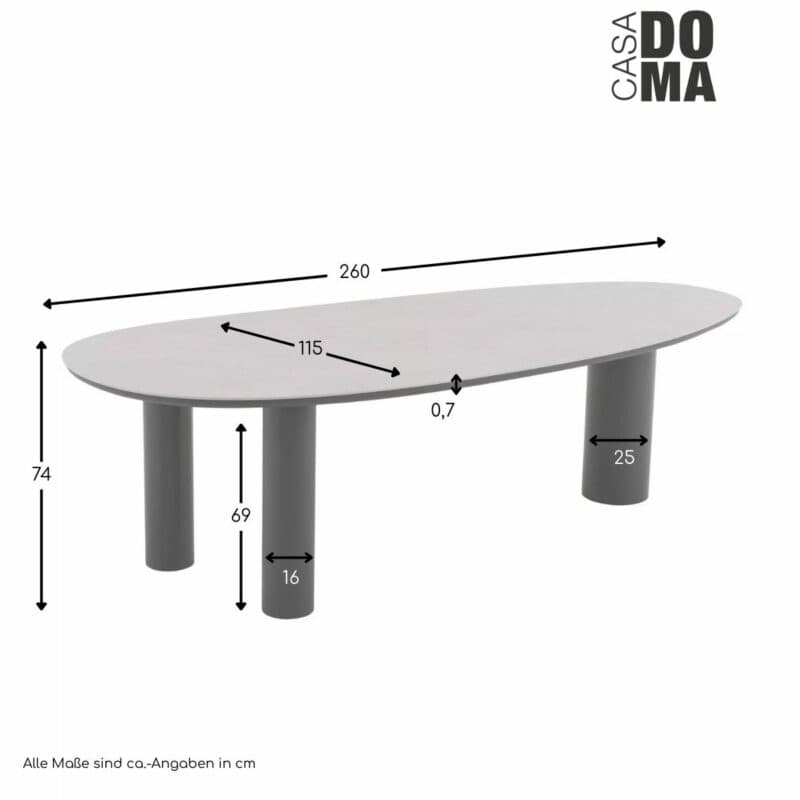 CASA DOMA "Lioni" Gartentisch oval, Maße in cm