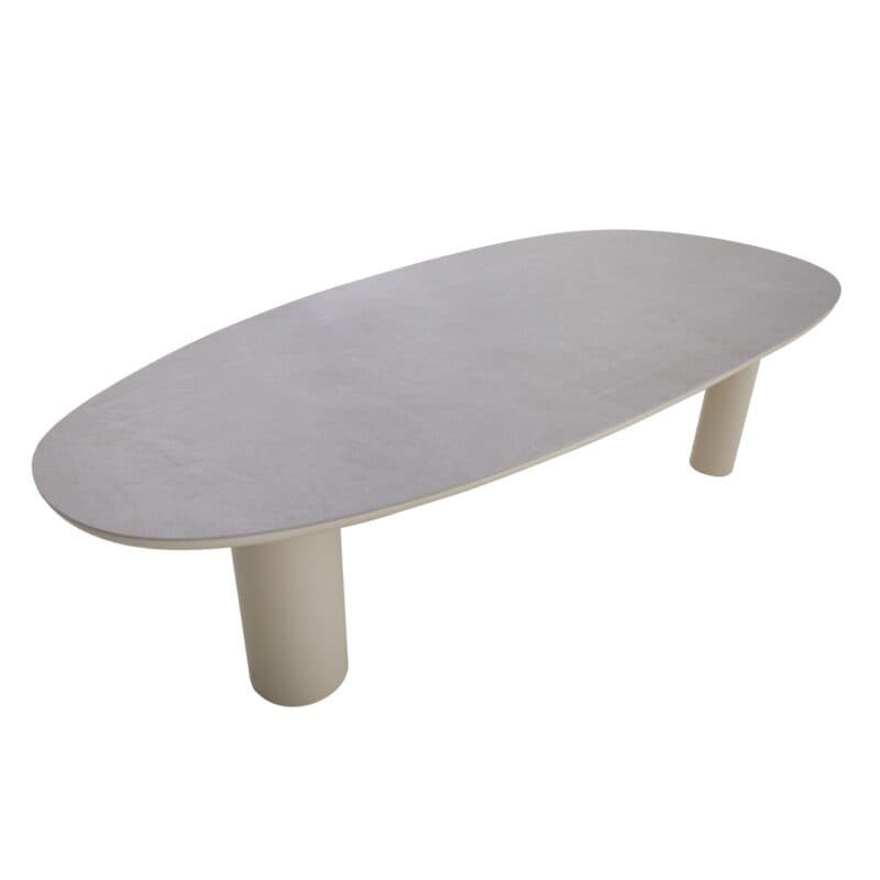 CASA DOMA "Lioni" Gartentisch 260×115 cm, Gestell Aluminium cream, Tischplatte Sinterstein hellgrau marmoriert