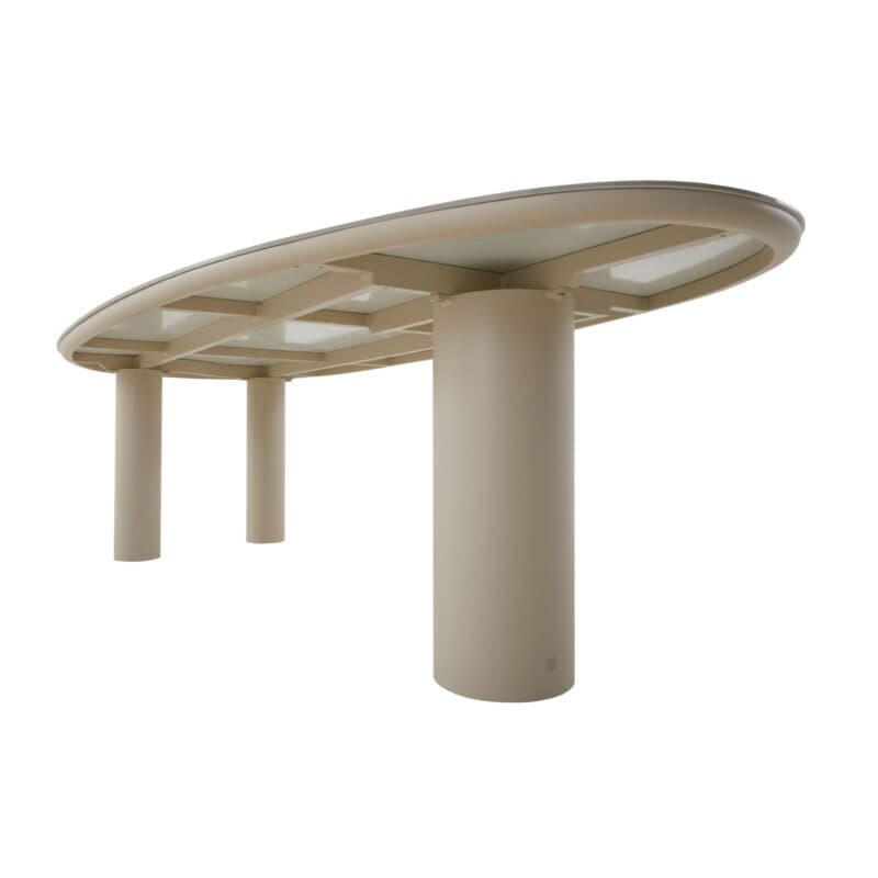 CASA DOMA "Lioni" Gartentisch 260×115 cm, Gestell Aluminium cream, Tischplatte Sinterstein hellgrau marmoriert