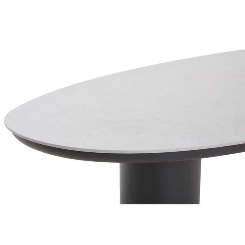 CASA DOMA "Lioni" Gartentisch 260×115 cm, Gestell Aluminium anthrazit, Tischplatte Sinterstein hellgrau marmoriert