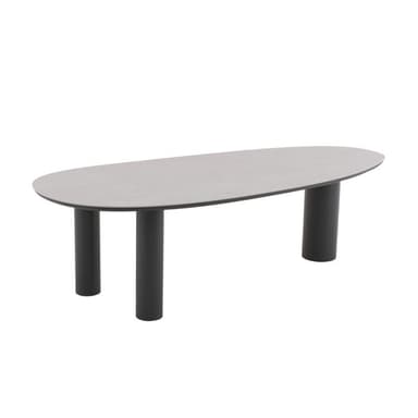 CASA DOMA "Lioni" Gartentisch 260×115 cm, Gestell Aluminium anthrazit, Tischplatte Sinterstein hellgrau marmoriert