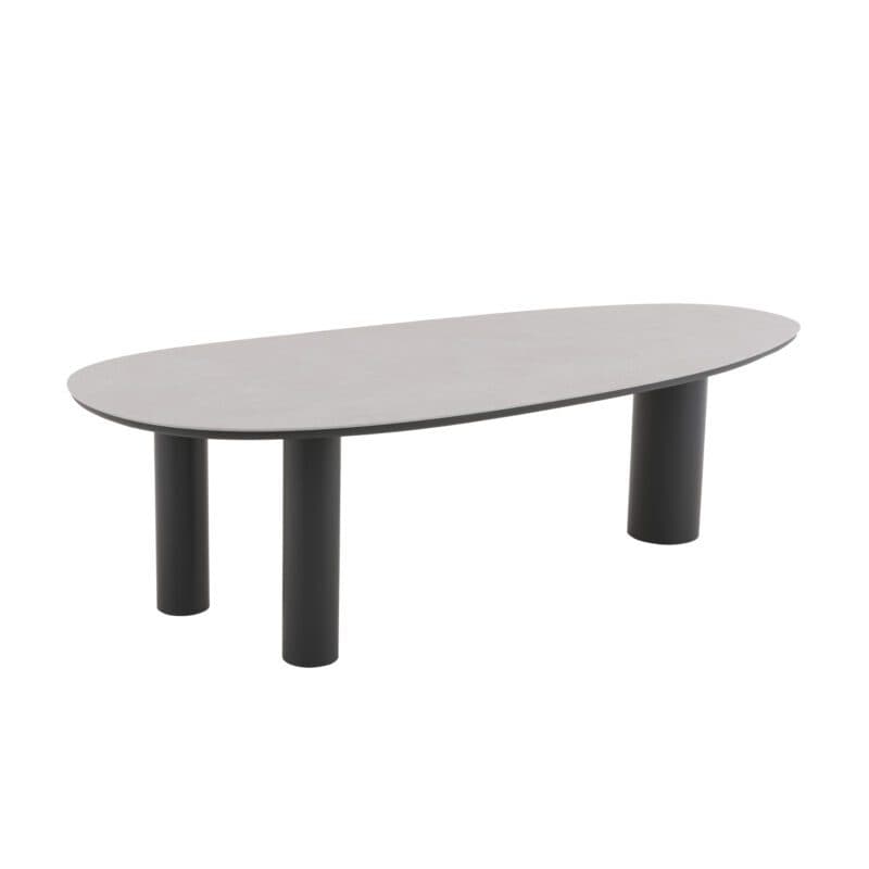 CASA DOMA "Lioni" Gartentisch 260×115 cm, Gestell Aluminium anthrazit, Tischplatte Sinterstein hellgrau marmoriert