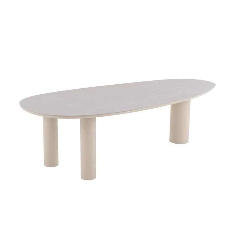 CASA DOMA "Lioni" Gartentisch 260×115 cm, Gestell Aluminium cream, Tischplatte Sinterstein hellgrau marmoriert