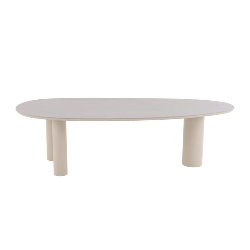 CASA DOMA "Lioni" Gartentisch 260×115 cm, Gestell Aluminium cream, Tischplatte Sinterstein hellgrau marmoriert