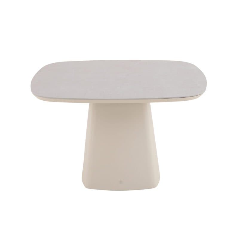 CASA DOMA "Lioni" Gartentisch 120×120 cm, Gestell Aluminium cream, Tischplatte Sinterstein hellgrau marmoriert