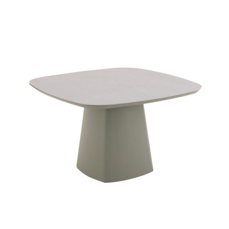 CASA DOMA "Lioni" Gartentisch 120×120 cm, Gestell Aluminium moosgrün, Tischplatte Sinterstein hellgrau marmoriert