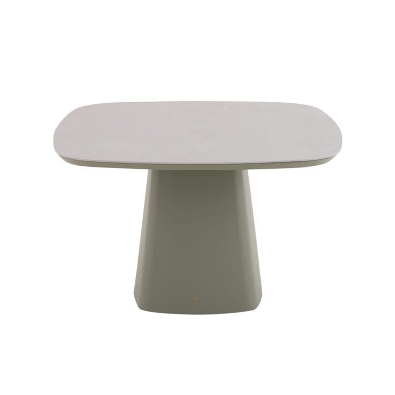 CASA DOMA "Lioni" Gartentisch 120×120 cm, Gestell Aluminium moosgrün, Tischplatte Sinterstein hellgrau marmoriert