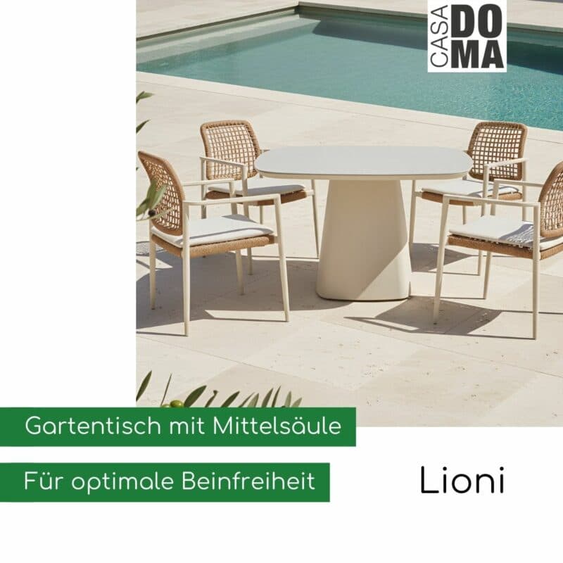 CASA DOMA "Lioni" Gartentisch in Cream (Bild KI-generiert)