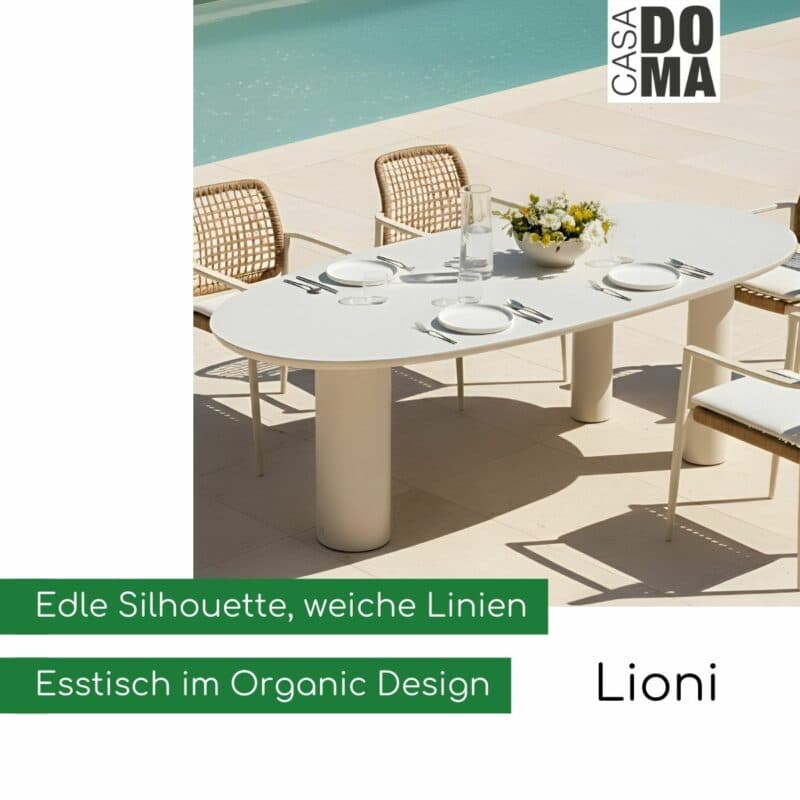 CASA DOMA "Lioni" Gartentisch in Cream (Bild KI-generiert)