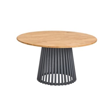 CASA DOMA "Loreto" Diningtisch 140cm, Aluminium anthrazit, Tischplatte Teak