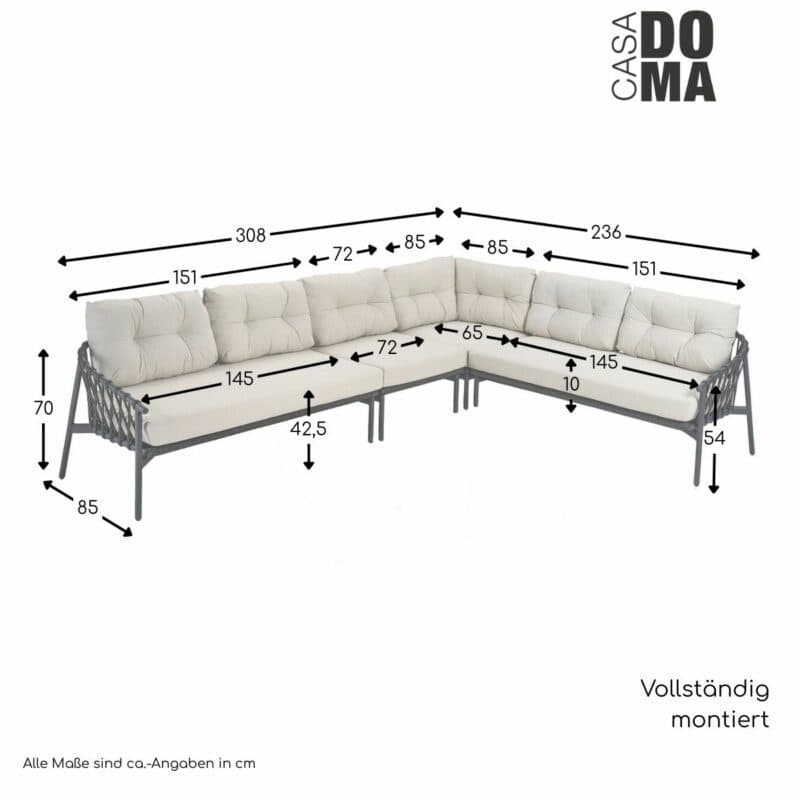 CASA DOMA "Lucca" Lounge mit zusätzlichem 1-Sitzer, Maße in cm