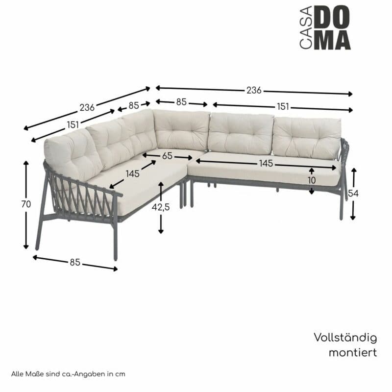 CASA DOMA "Lucca" Lounge, Maße in cm