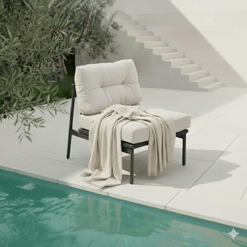 CASA DOMA "Lucca" Lounge-Mittelteil/Sessel, Aluminium und Rope anthrazit, Bezüge beige (Bild KI-generiert)