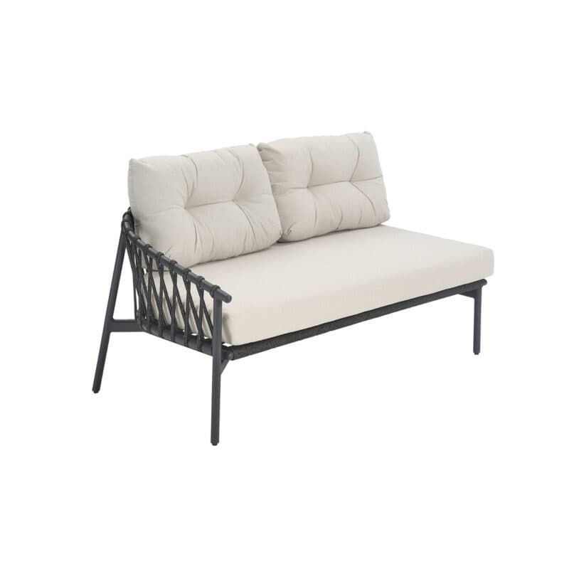 CASA DOMA "Lucca" Lounge-Seitenteil mit Armlehne links, Aluminium und Rope anthrazit, Bezüge Sunproof beige