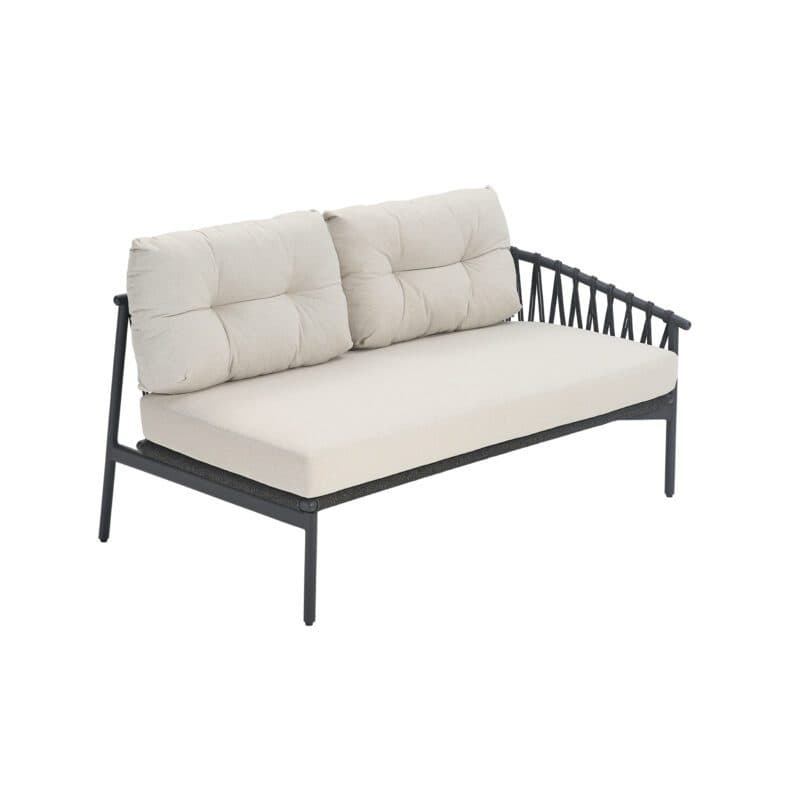 CASA DOMA "Lucca" Lounge-Seitenteil mit Armlehne rechts, Aluminium und Rope anthrazit, Bezüge Sunproof beige
